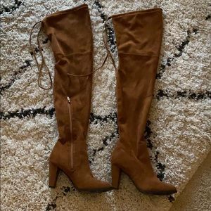 Over the knee tie boots